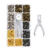 HILABEE Eyelets Grommets Tool Set,Rivets,Bag Belt Craft Canvas Leather Die Punch Bags,Clothing Washer Banner Eye Buttons Double Sided with Plier